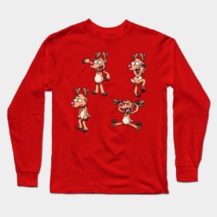 Christmas Reindeer Sticker Pack Long Sleeve T-Shirt